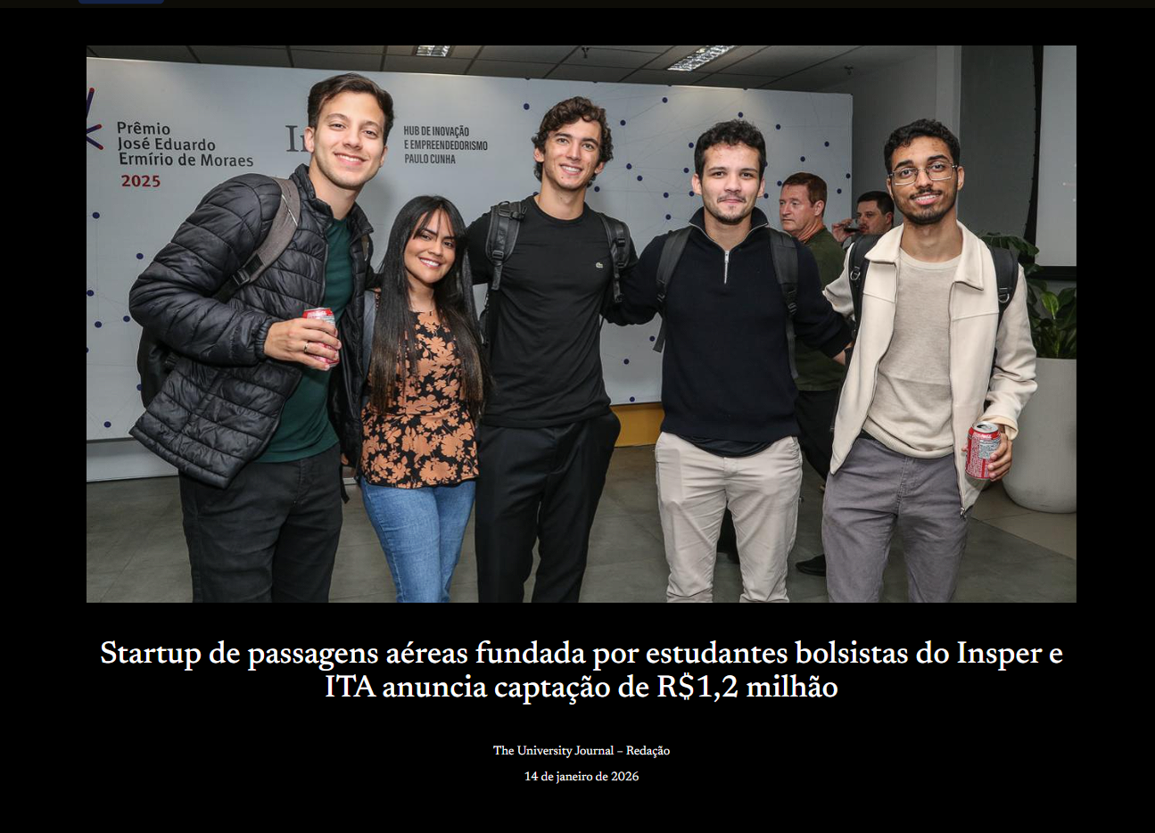The University Journal: Startup de passagens aéreas fundada por estudantes bolsistas do Insper e ITA